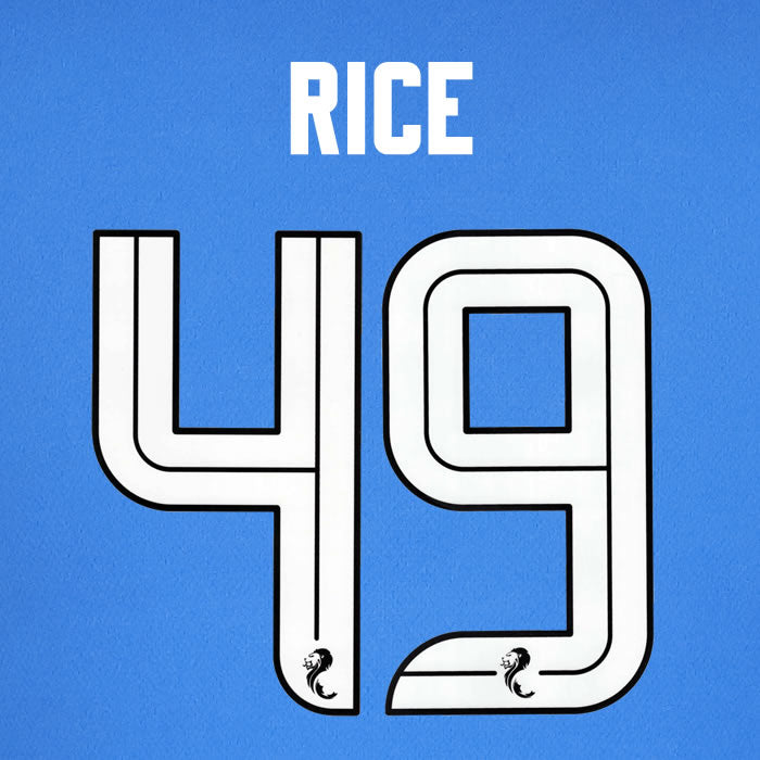 2025 2026 Rangers RICE 49 WHITE HOME OFFICIAL PLAYER SIZE NAMESET