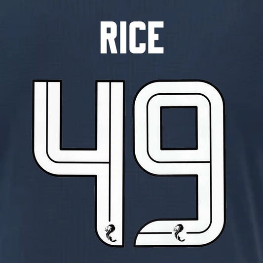 2025 2026 Rangers RICE 49 WHITE 3RD OFFICIAL PLAYER SIZE NAMESET