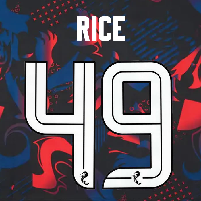 2024 2025 Rangers RICE 49 WHITE 3RD OFFICIAL PLAYER SIZE NAMESET