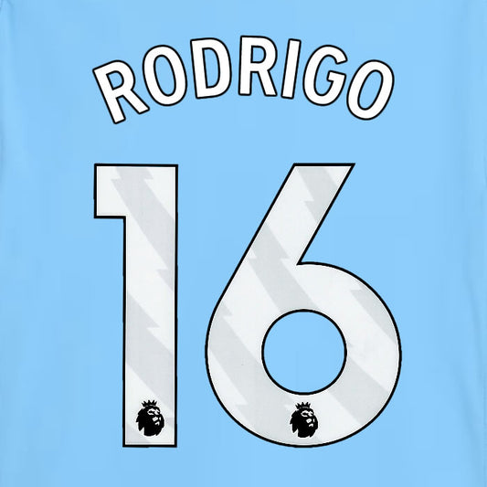 2025 2026 MANCHESTER CITY RODRI 16 WHITE HOME PLAYER SIZE NAME SET