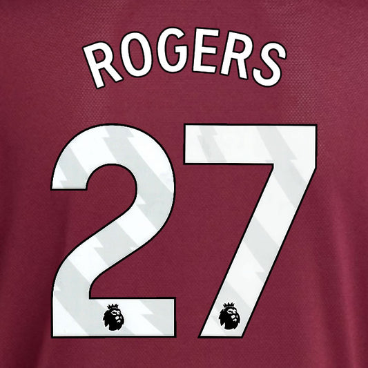 2025 2026 ASTON VILLA ROGERS 27 OFFICIAL WHITE HOME PLAYER SIZE NAMESET