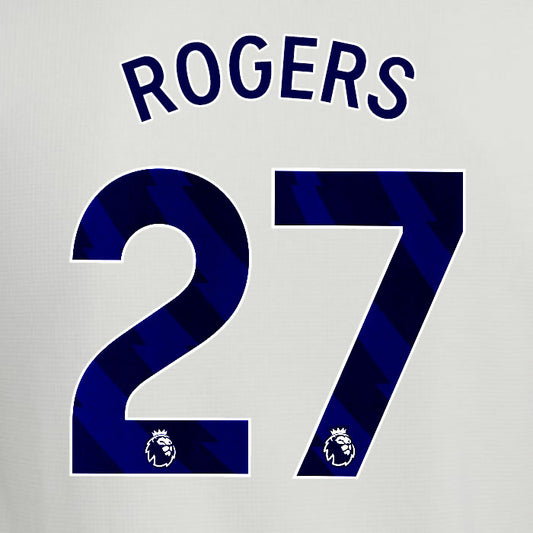 2025 2026 ASTON VILLA ROGERS 27 OFFICIAL BLUE 3RD PLAYER SIZE NAMESET