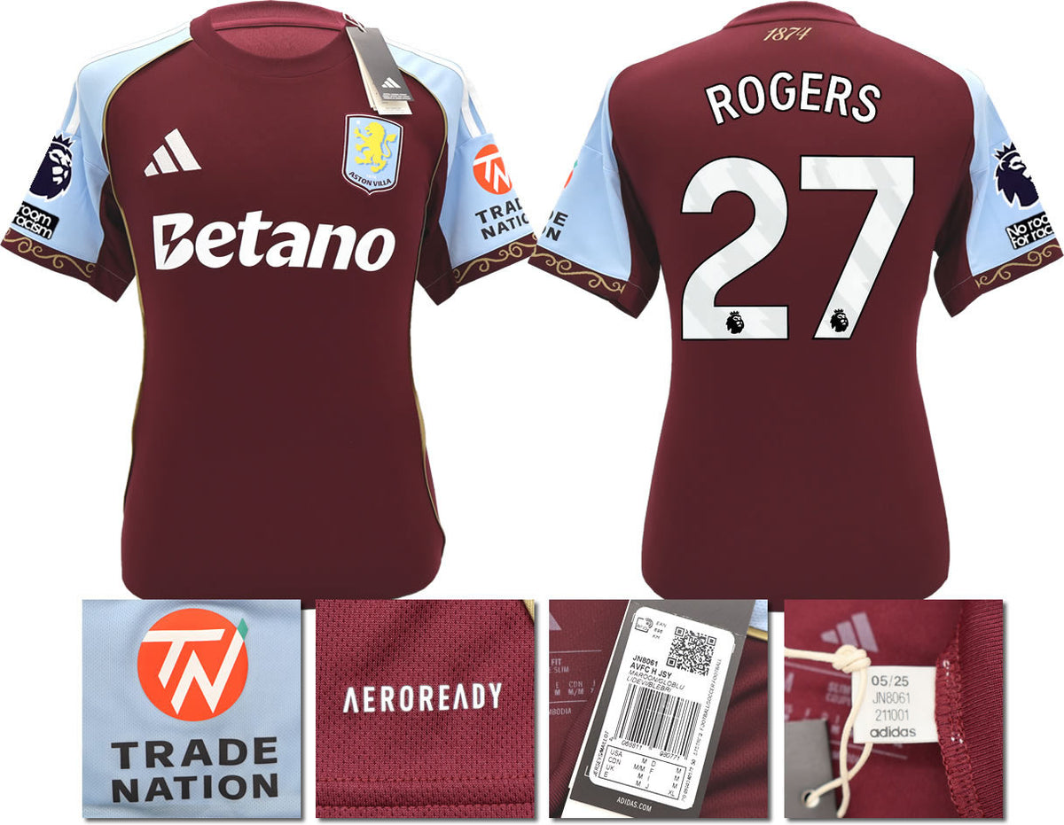 BNWT 2025/26 ASTON VILLA FC HOME SHIRT ROGERS 27