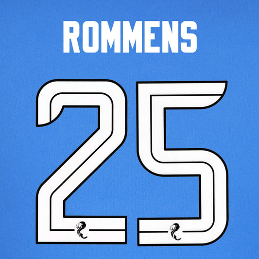 2025 2026 Rangers ROMMENS 25 WHITE HOME OFFICIAL PLAYER SIZE NAMESET