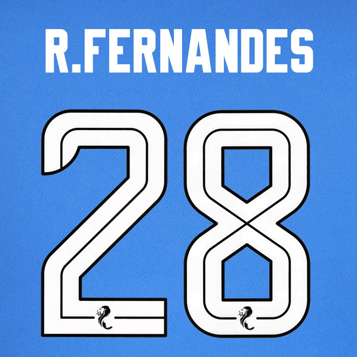 2024 2025 Rangers FERNANDES 28 WHITE HOME OFFICIAL PLAYER SIZE NAMESET