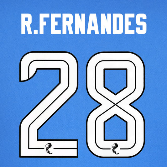 2024 2025 Rangers FERNANDES 28 WHITE HOME OFFICIAL PLAYER SIZE NAMESET