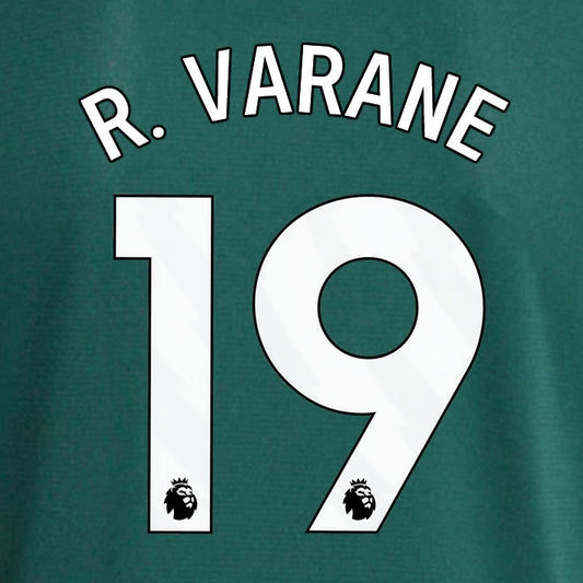 2023 2024 OFFICIAL MANCHESTER UNITED R. VARANE 19 AWAY PLAYER SIZE NAME SET
