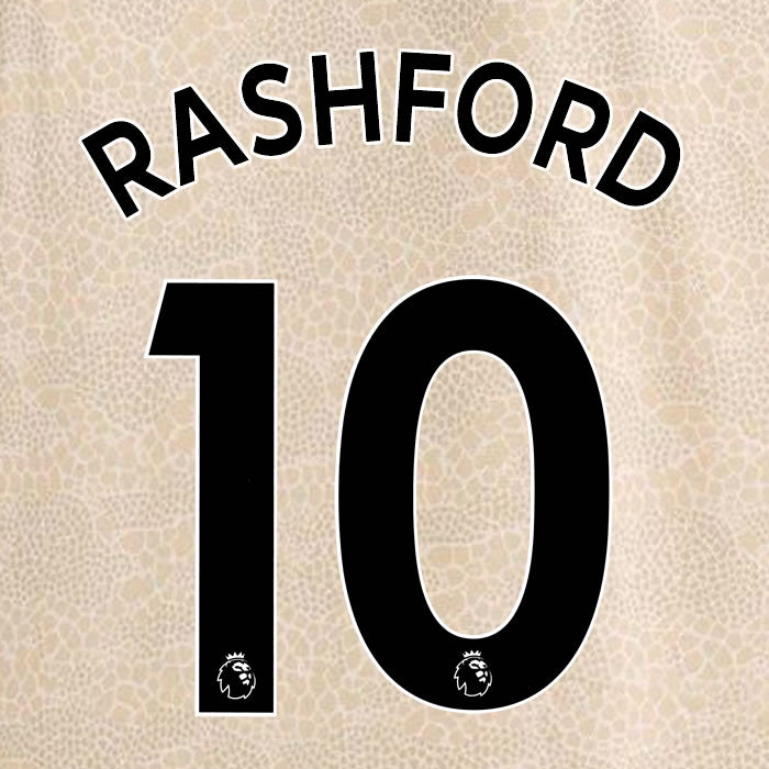 2019 2020 MANCHESTER UNITED RASHFORD 10 WHITE AWAY OFFICIAL PLAYER SIZE NAME SET