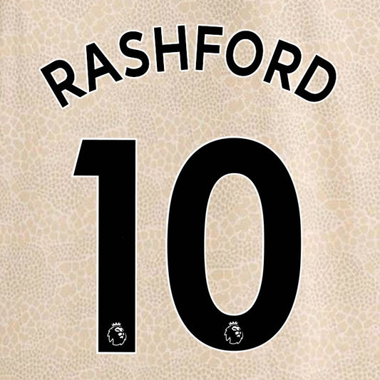 2019 2020 MANCHESTER UNITED RASHFORD 10 WHITE AWAY OFFICIAL PLAYER SIZE NAME SET