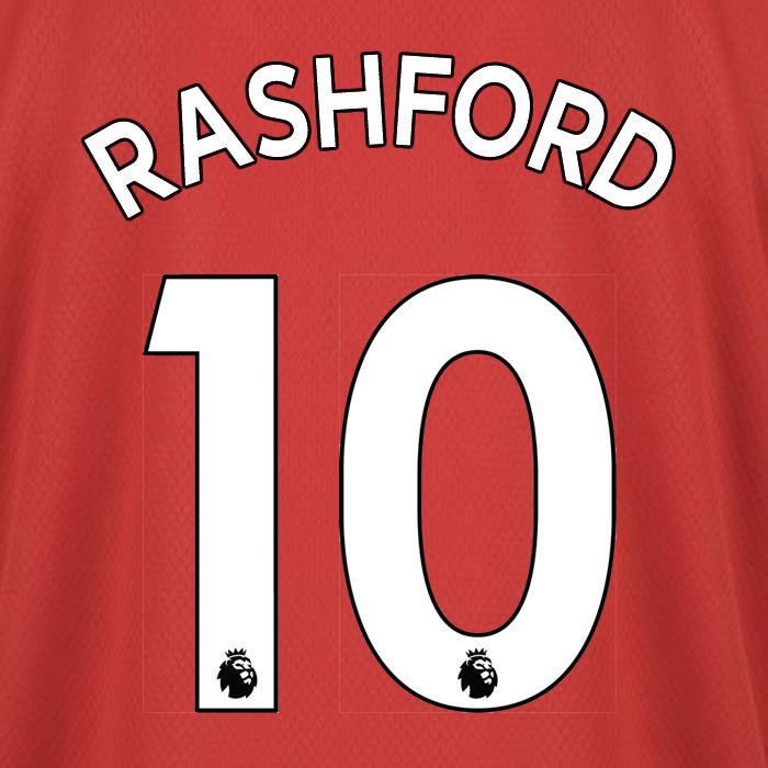 2019 2020 MANCHESTER UNITED RASHFORD 10 WHITE HOME OFFICIAL PLAYER SIZE NAME SET