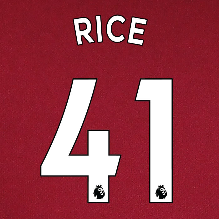 2019 2020 WEST HAM RICE 41 WHITE HOME OFFICIAL PLAYER SIZE NAME SET