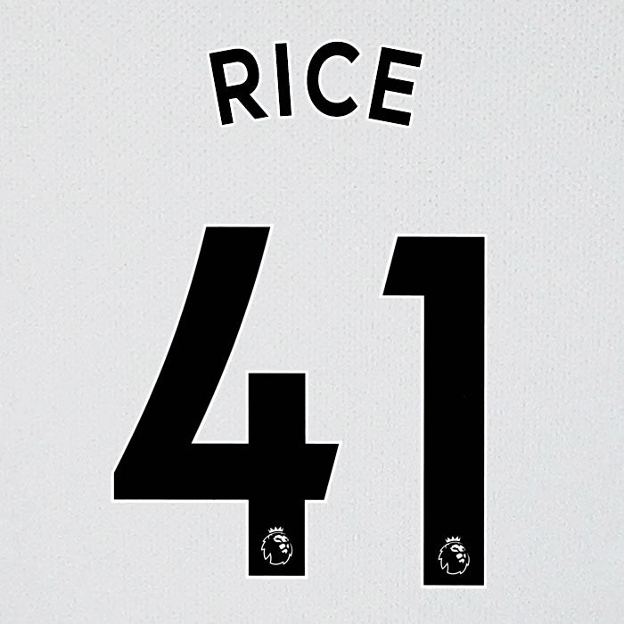 2019 2020 WEST HAM RICE 41 WHITE AWAY OFFICIAL PLAYER SIZE NAME SET