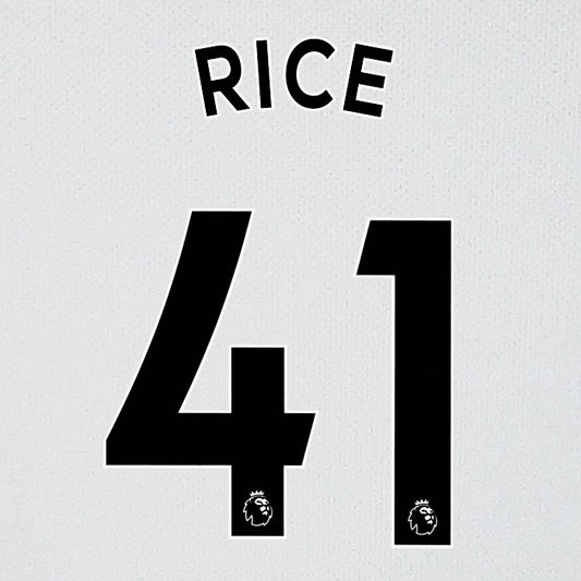 2019 2020 WEST HAM RICE 41 WHITE AWAY OFFICIAL PLAYER SIZE NAME SET