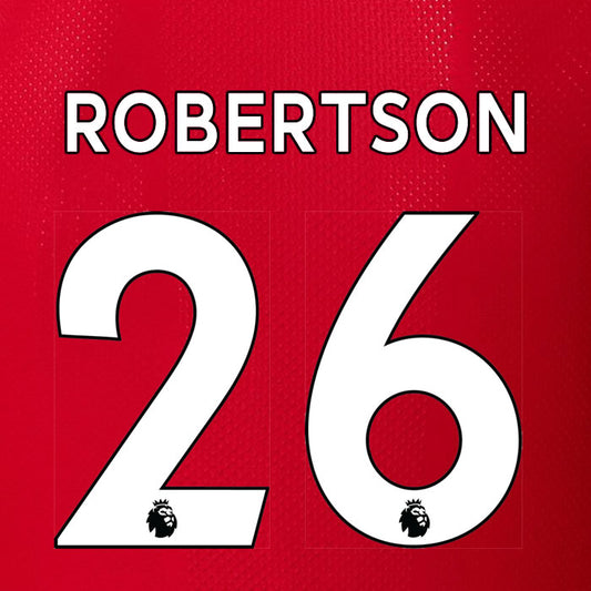 2019 2020 LIVERPOOL ROBERTSON 26 WHITE HOME OFFICIAL PLAYER SIZE NAME SET