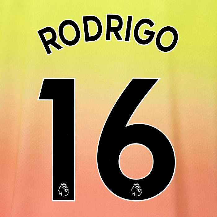 2019 2020 MANCHESTER CITY RODRIGO 16 WHITE 3RD OFFICIAL PLAYER SIZE NAME SET