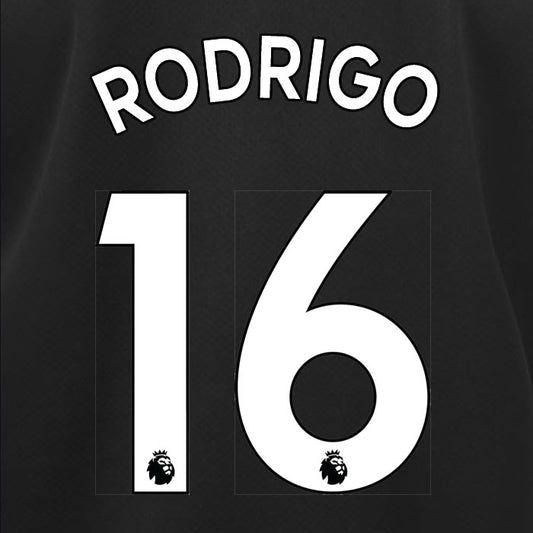 2019 2020 MANCHESTER CITY RODRIGO 16 WHITE AWAY OFFICIAL PLAYER SIZE NAME SET