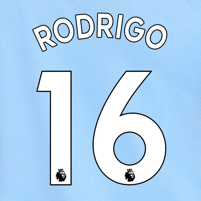 2019 2020 MANCHESTER CITY RODRIGO 16 WHITE HOME OFFICIAL PLAYER SIZE NAME SET