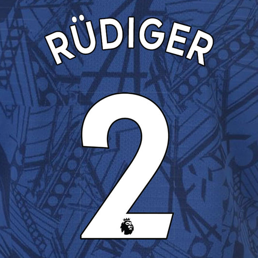 2019 2020 CHELSEA RÜDIGER 2 WHITE HOME OFFICIAL PLAYER SIZE NAME SET