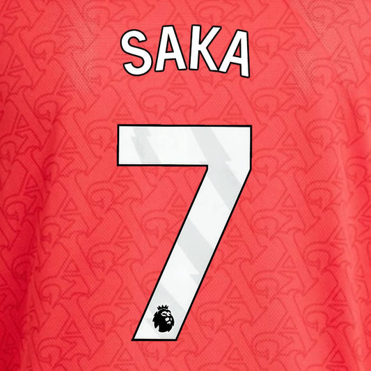 2025 2026 ARSENAL SAKA 7 WHITE HOME OFFICIAL PLAYER SIZE NAMESET