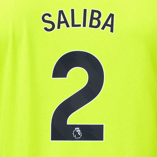 2023 2024 OFFICIAL ARSENAL SALIBA 2 AWAY PLAYER SIZE NAME SET