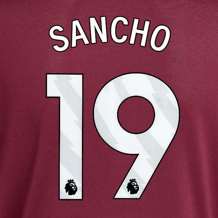 2025 2026 ASTON VILLA SANCHO 19 OFFICIAL WHITE HOME PLAYER SIZE NAMESET