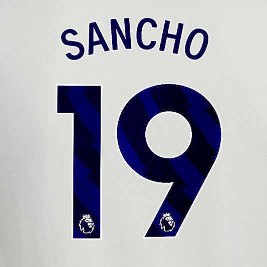2025 2026 ASTON VILLA SANCHO 19 OFFICIAL BLUE 3RD PLAYER SIZE NAMESET