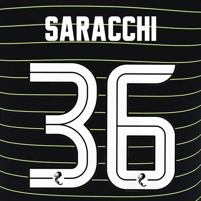 2025 2026 Celtic SARACCHI 36 WHITE AWAY OFFICIAL PLAYER SIZE NAMESET
