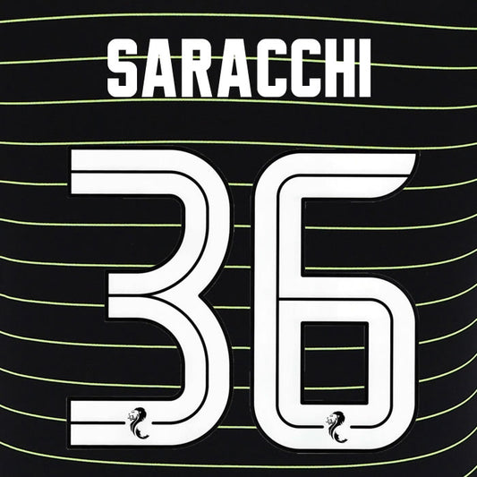 2025 2026 Celtic SARACCHI 36 WHITE AWAY OFFICIAL PLAYER SIZE NAMESET