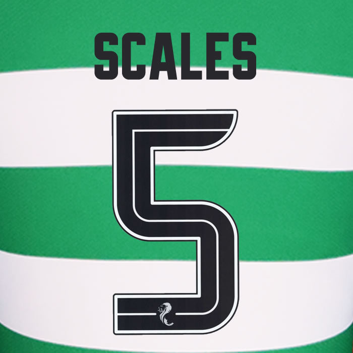 2024 2025 Celtic SCALES 5 WHITE HOME OFFICIAL PLAYER SIZE NAMESET