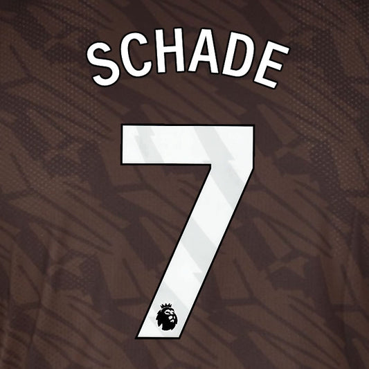 2025 2026 BRENTFORD SCHADE 7 WHITE AWAY PLAYER SIZE NAME SET