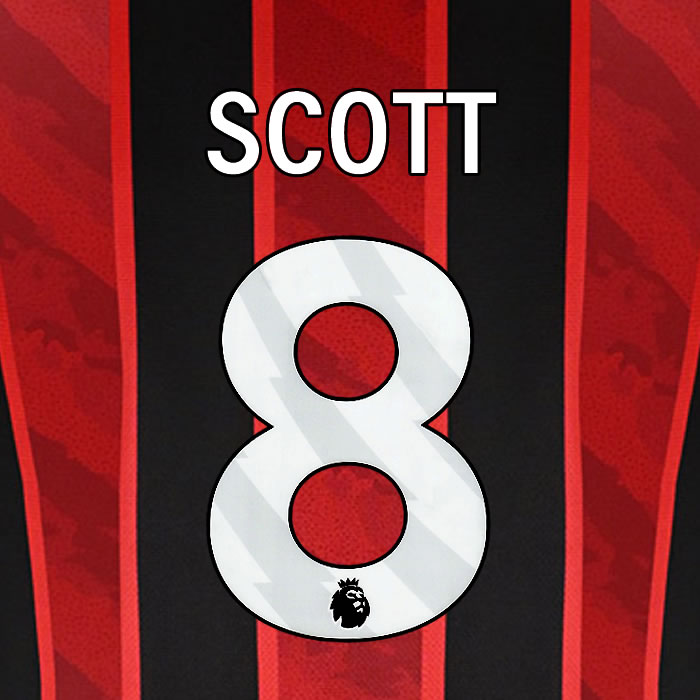 2025 2026 BOURNEMOUTH SCOTT 8 WHITE HOME PLAYER SIZE NAME SET