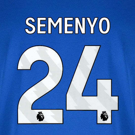 2025 2026 BOURNEMOUTH SEMENYO 24 WHITE AWAY PLAYER SIZE NAME SET