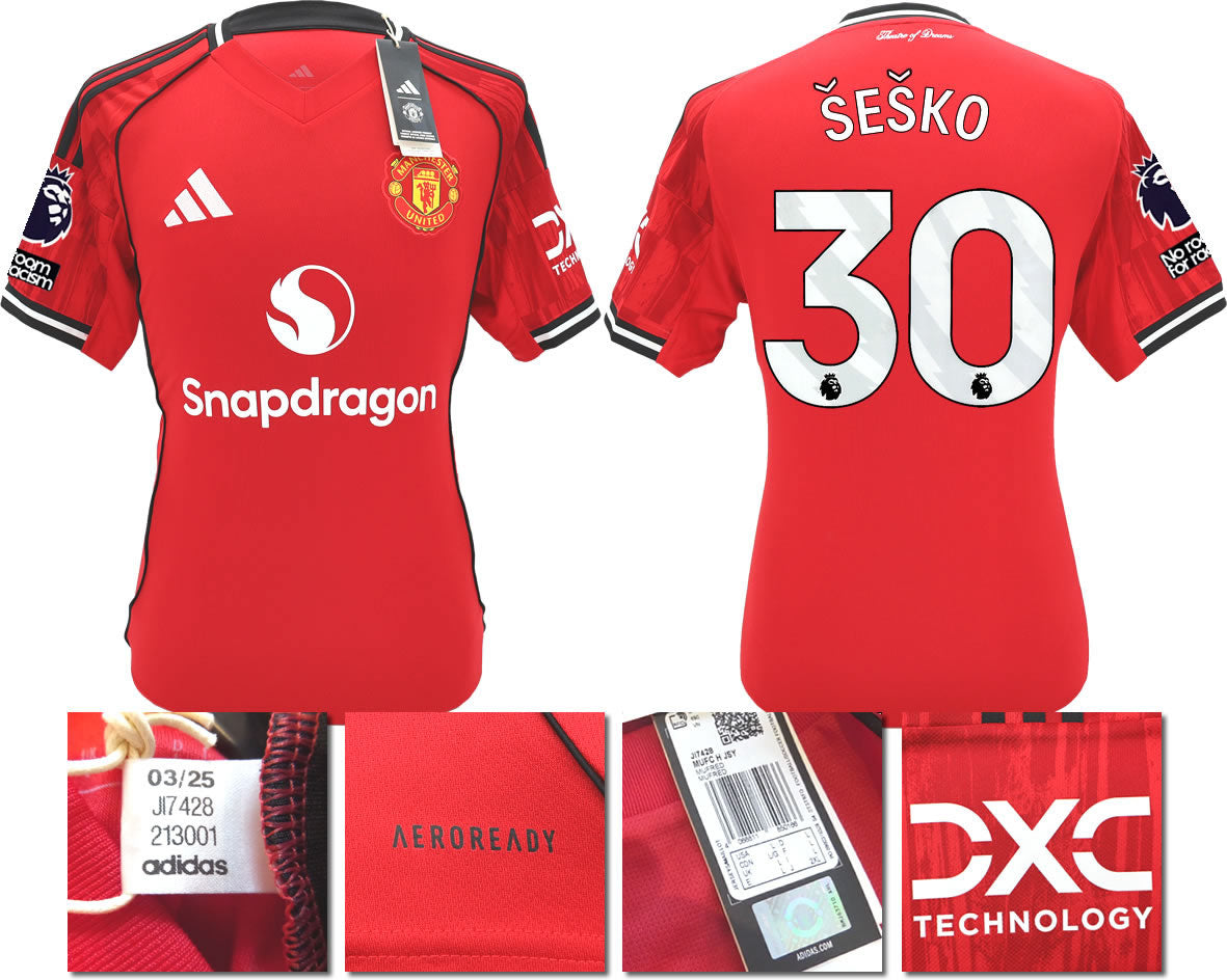 BNWT 2025 2026 MANCHESTER UNITED ADIDAS HOME SHIRT SESKO 30