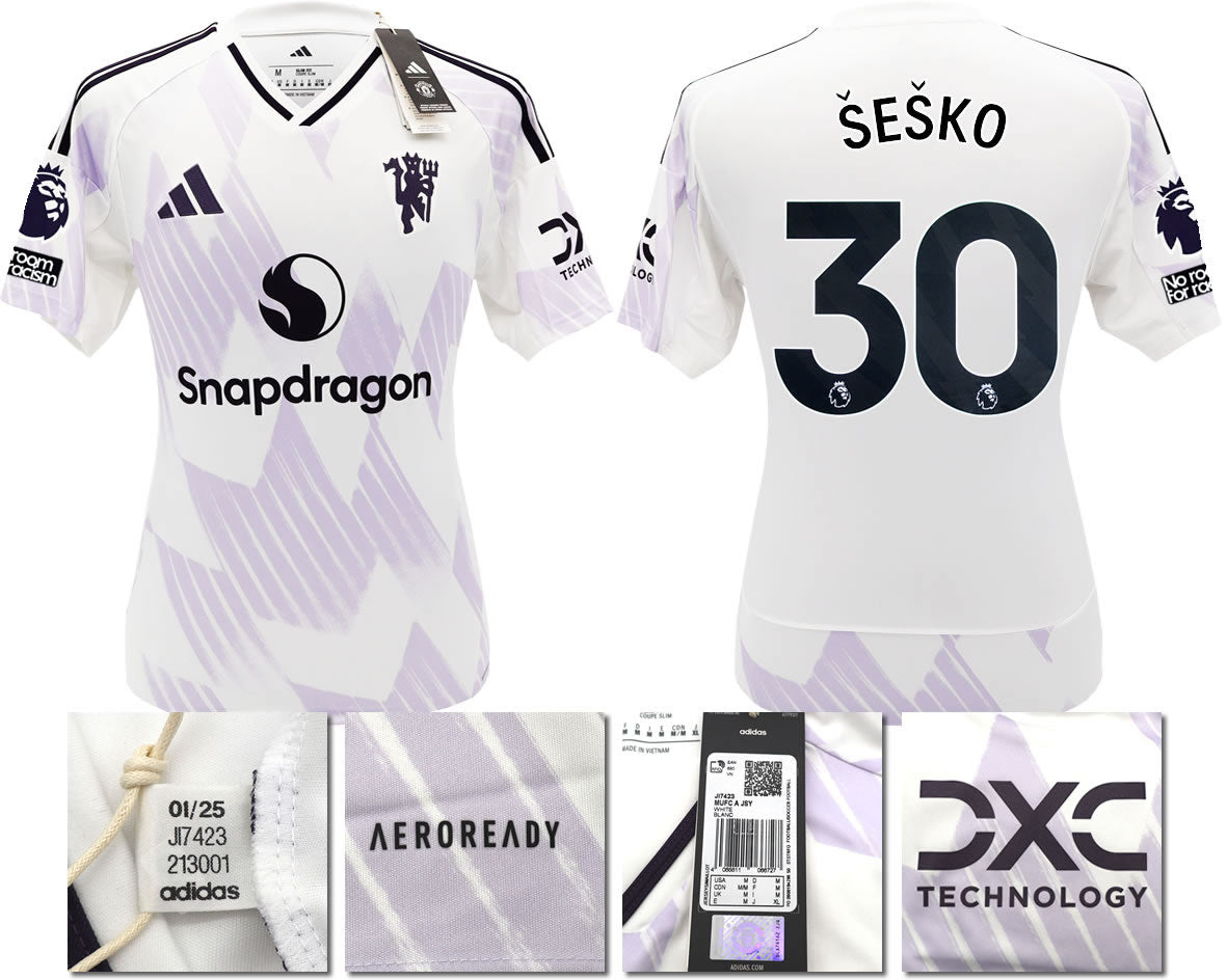BNWT 2025 2026 MANCHESTER UNITED ADIDAS AWAY SHIRT SESKO 30 MEN'S