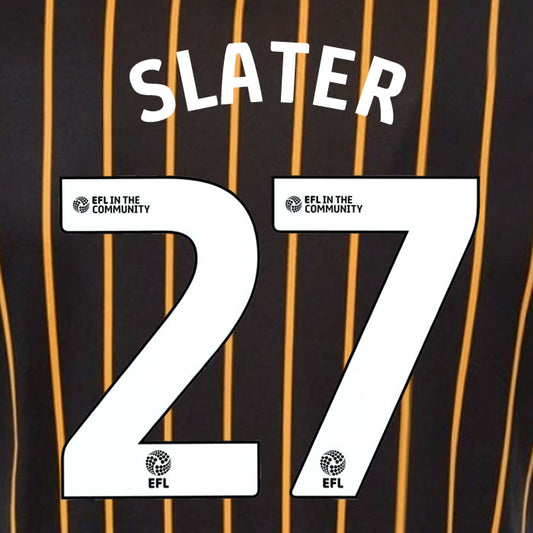 2025 2026 Hull City SLATER 27 WHITE AWAY OFFICIAL PLAYER SIZE NAMESET