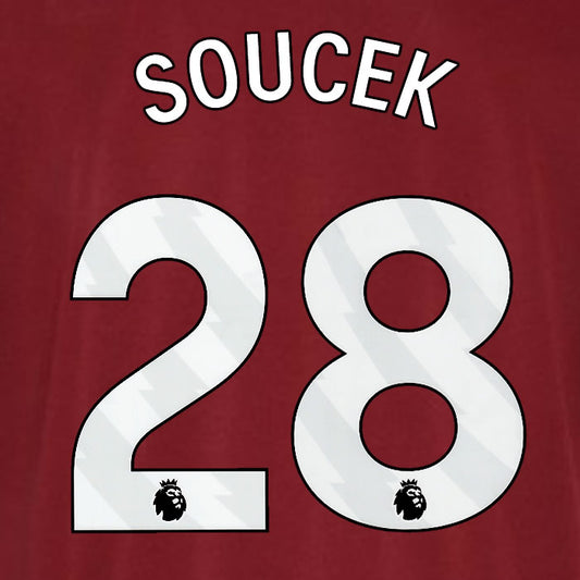 2023 2024 OFFICIAL WEST HAM SOUČEK 28 HOME PLAYER SIZE NAME SET