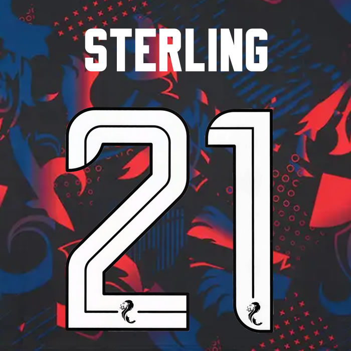 2024 2025 Rangers STERLING 21 WHITE 3RD OFFICIAL PLAYER SIZE NAMESET