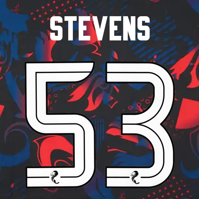 2024 2025 Rangers STEVENS 53 WHITE 3RD OFFICIAL PLAYER SIZE NAMESET