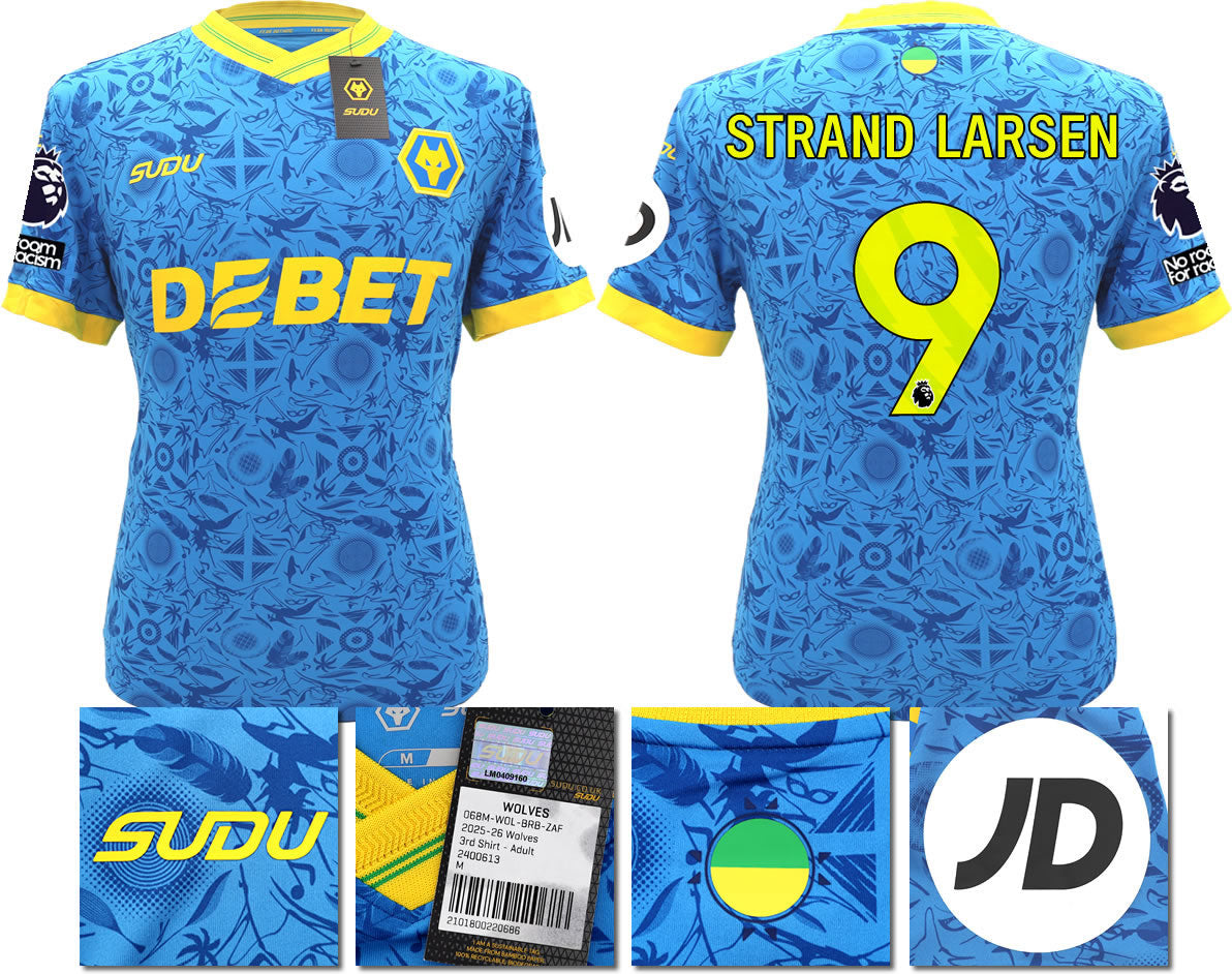 BNWT 2025/2026 WOLVES F.C.  SUDU THIRD SHIRT STRAND LARSEN 9