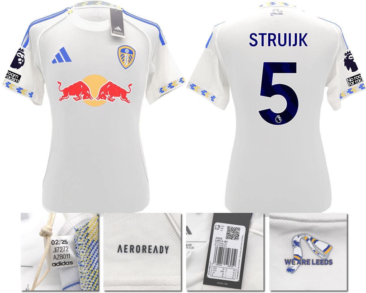 BNWT 2025/2026 Leeds United FC adidas STRUIJK 5 Home Shirt – Official Player Options Available