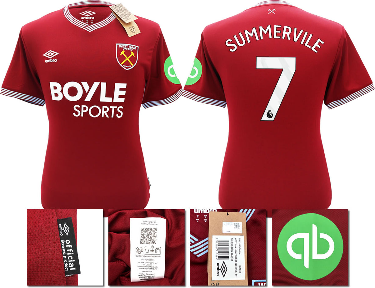 BNWT 2025 2026 WEST HAM HOME SHIRT SUMMERVILLE 7 MEN'S