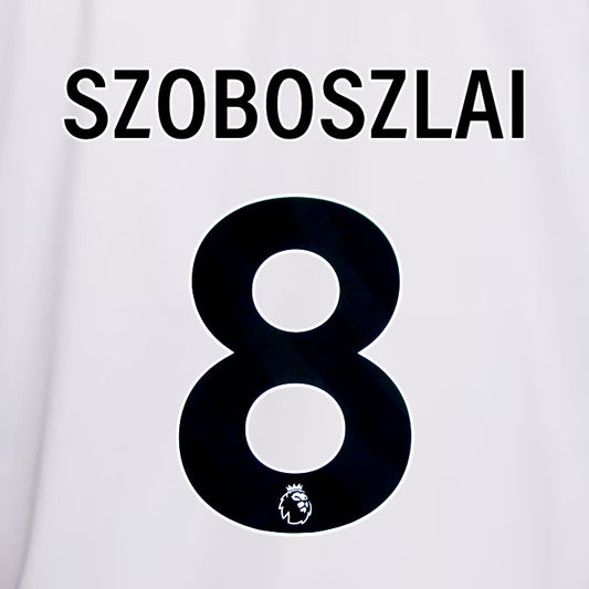 2023 2024 OFFICIAL LIVERPOOL SZOBOSZLAI 8 AWAY PLAYER SIZE NAME SET