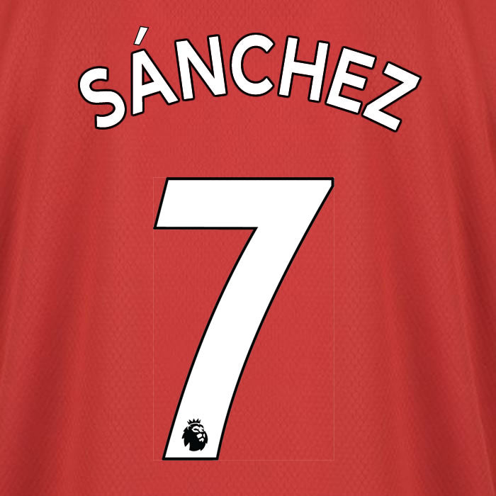 2019 2020 MANCHESTER UNITED SANCHEZ 7 WHITE HOME OFFICIAL PLAYER SIZE NAME SET