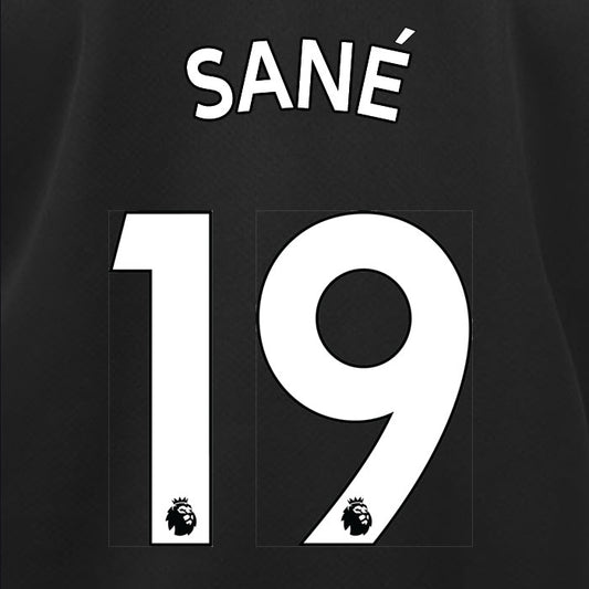 2019 2020 MANCHESTER CITY SANÉ 19 WHITE AWAY OFFICIAL PLAYER SIZE NAME SET