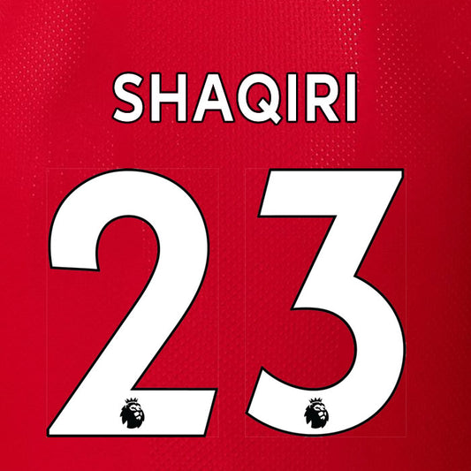 2019 2020 LIVERPOOL SHAQIRI 23 WHITE HOME OFFICIAL PLAYER SIZE NAME SET