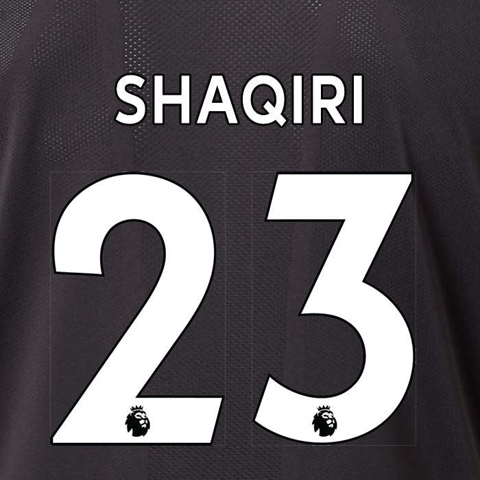 2019 2020 LIVERPOOL SHAQIRI 23 WHITE AWAY OFFICIAL PLAYER SIZE NAME SET