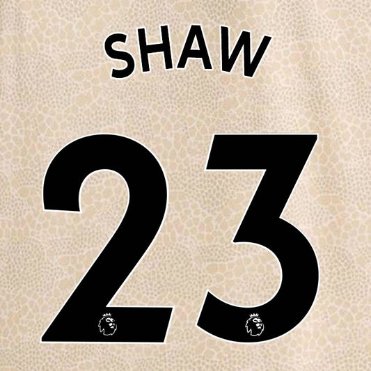 2019 2020 MANCHESTER UNITED SHAW 23 WHITE AWAY OFFICIAL PLAYER SIZE NAME SET