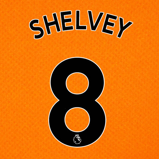 2019 2020 NEWCASTLE UNITED SHELVEY 8 WHITE 3RD OFFICIAL PLAYER SIZE NAME SET