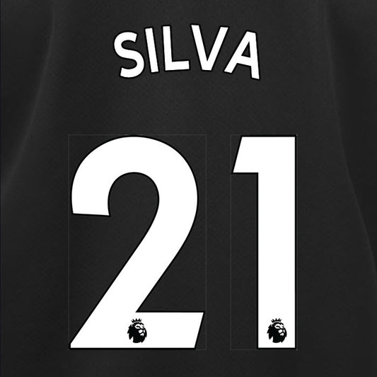 2019 2020 MANCHESTER CITY SILVA 21 WHITE AWAY OFFICIAL PLAYER SIZE NAME SET