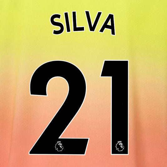 2019 2020 MANCHESTER CITY SILVA 21 WHITE 3RD OFFICIAL PLAYER SIZE NAME SET